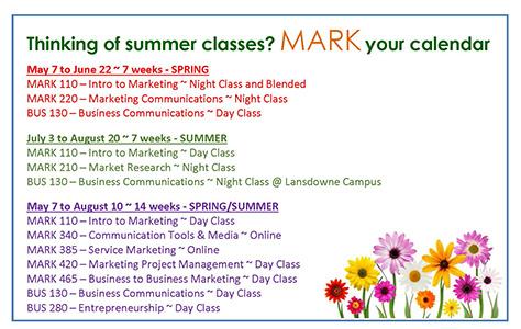 Thinking of summer classes? MARK your calendar