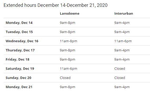 Lansdowne library extended hours student ID U Pass News